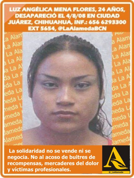 #Tebuscamos Luz Angélica Mena Flores, 24 años, 4/8/08 #CdJuárez #Chihuahua 6566293300 ext 5654, <a href="/jordy_ribeiro/">jordy ribeiro</a>