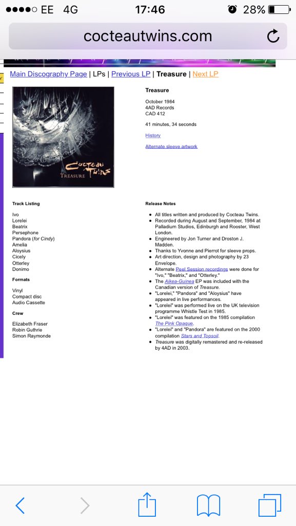 MikkiFL's tweet image. The tracklisting for The Cocteau Twins 'Treasure' now looks like register from a Walthamstow primary reception class