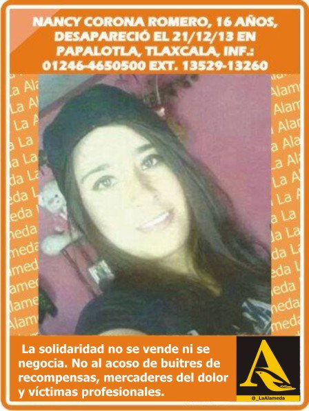#Tebuscamos Nancy Corona Romero, 16 años, 21/12/13 #Papalotla, #Tlaxcala <a href="/1418jakygus/">Jackie</a> @hildalop