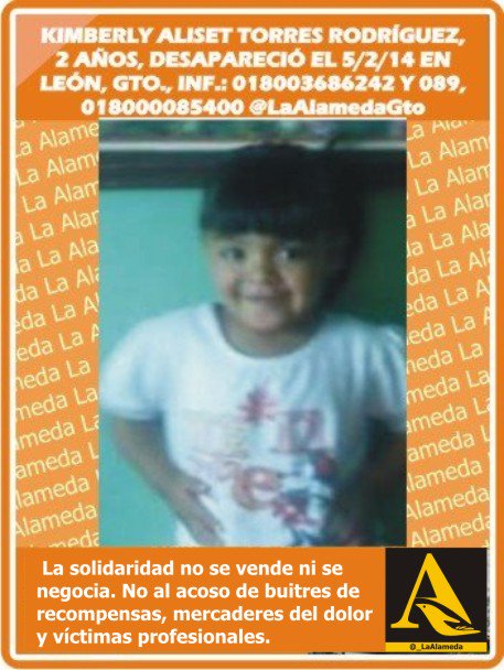 #Tebuscamos Kimberly Torres Rodríguez, 2 años, 5/2/14 #León #Guanajuato 018003686242 <a href="/LaAlamedaGto/">LaAlamedaGuanajuato</a> <a href="/BelkotaG/">Belkys Garcia</a>
