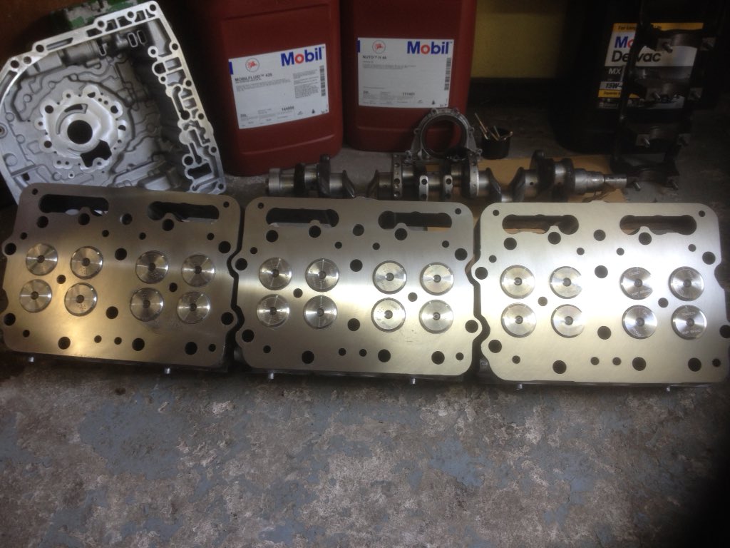 PowermaxEngine's tweet image. Cummings 240 cylinder heads just after bead blast new valve guides valves valve seats recut and resurfaced.
