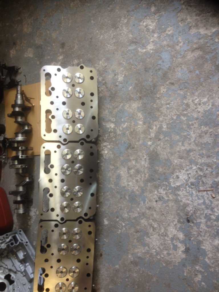 PowermaxEngine's tweet image. Cummings 240 cylinder heads just after bead blast new valve guides valves valve seats recut and resurfaced.