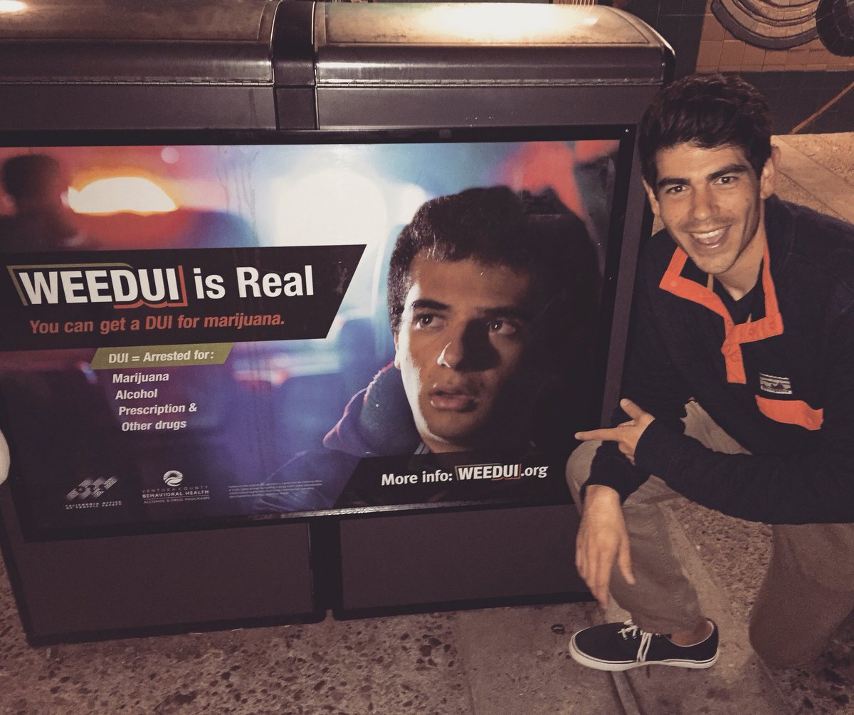 PositivePathsVC's tweet image. David with our #WEEDUI ad in Ventura. Help get the word out about impaired driving. #Druggeddriving #Marijuana
