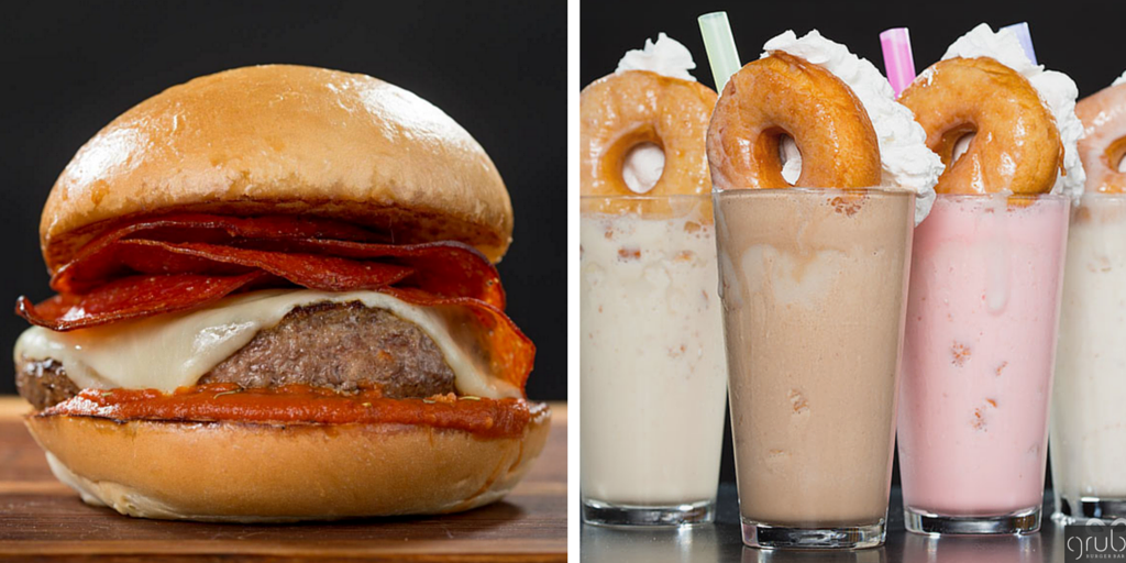 GrubBurgerBar's tweet photo. Only 5 days left to snag these bad boys 
#babyplzdontgo #pizzaburger #donutshake https://t.co/2v9VyBACj6
