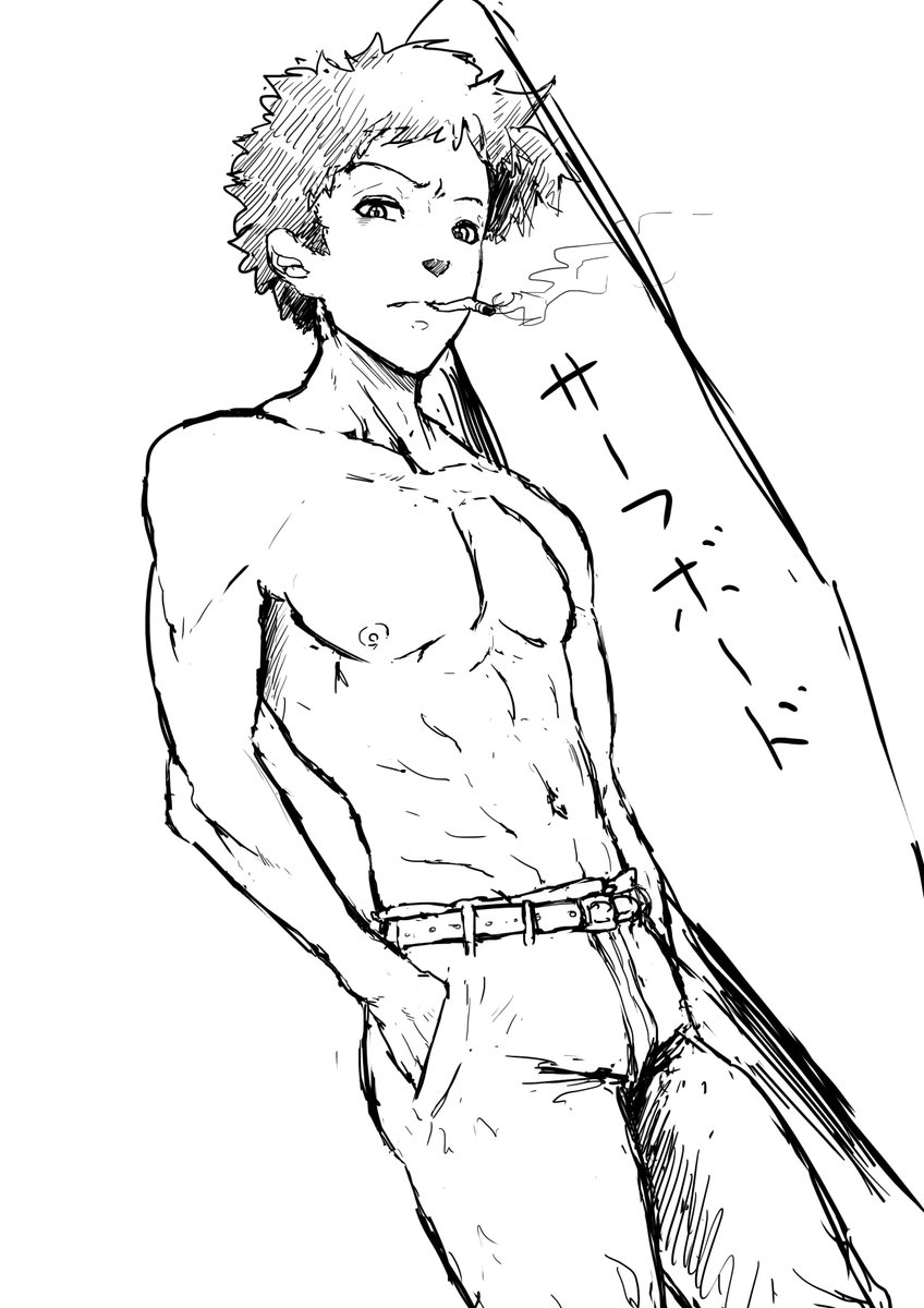 とある流れで野郎を描いた。ワイの割には頑張った。 