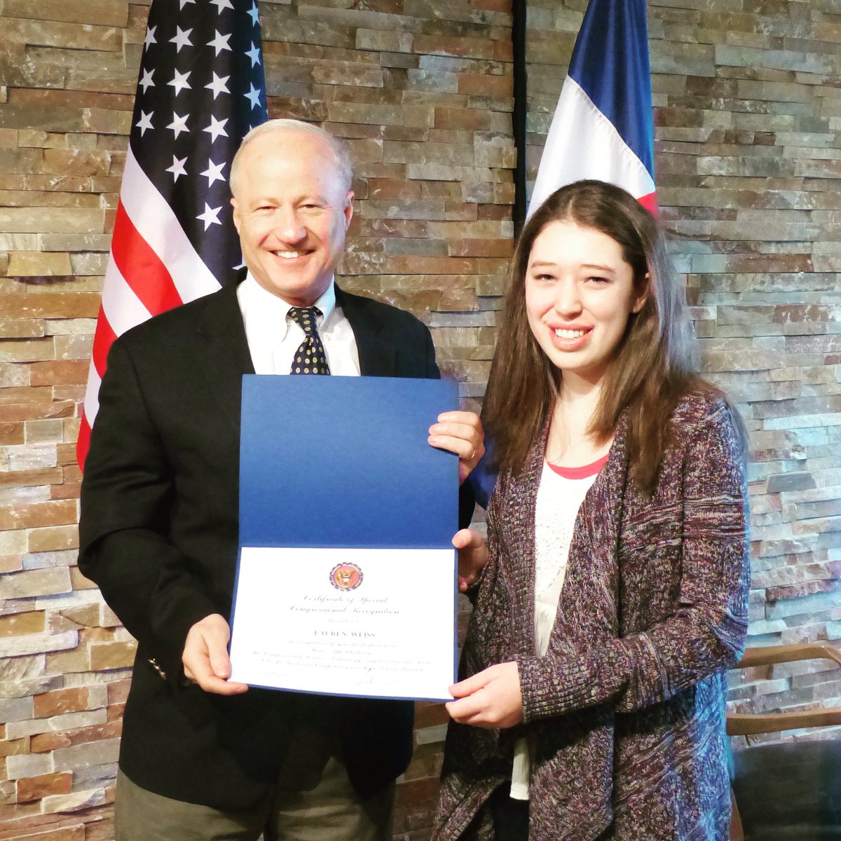 RepMikeCoffman's tweet photo. Congrats to Lauren Weiss for winning the 2015 Congressional App Challenge! #CAC2015 #copolitics #STEM https://t.co/t15mWdnk12