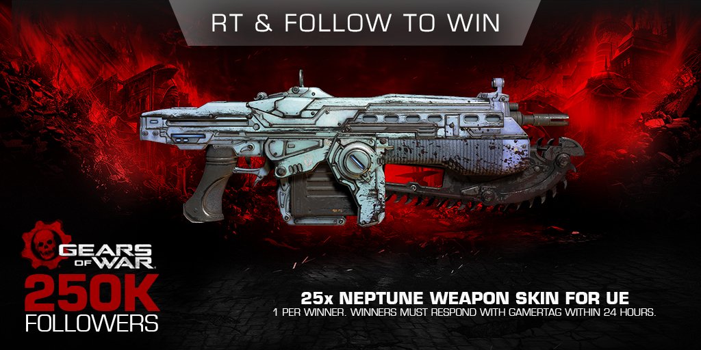 Our fifth giveaway is for the rare community exclusive Neptune Weapon Skin for UE! RT and Follow to enter.