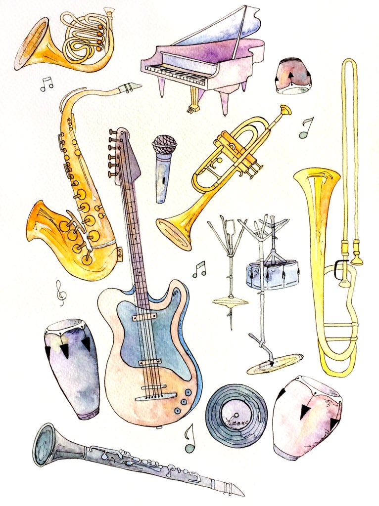 _erinschuetz's tweet image. The two part, commissioned #illustrations are complete! #folkinstruments #jazzinstruments