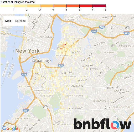 bnbflow's tweet image. #nyc #brooklyn #airbnb listings density heatmap. About 12'000 listings. Mostly in Williamsburg.