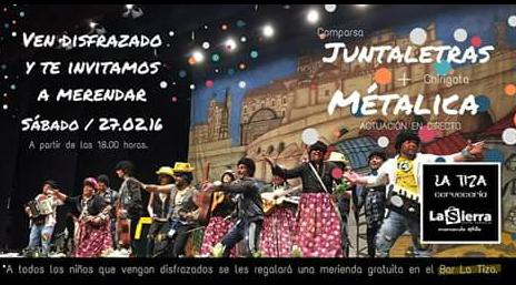 Comparsadsito's tweet photo. Avisamos con tiempo el sábado a partir de las 18:00 os esperamos en cafetería La Tiza en Carrefour La Sierra. https://t.co/sexWKj1T3F