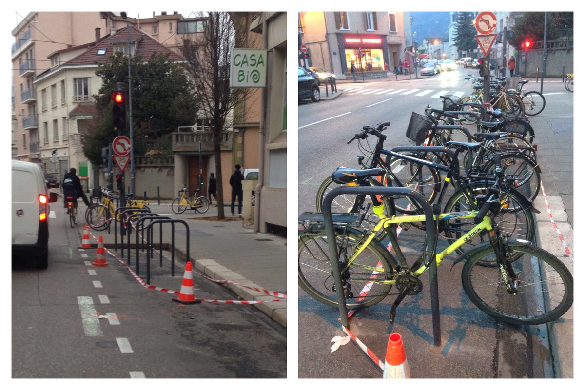 Un emplacement voiture remplacé par 5 arceaux #vélo, multiplication des clients chez les commerçants! #Grenoble