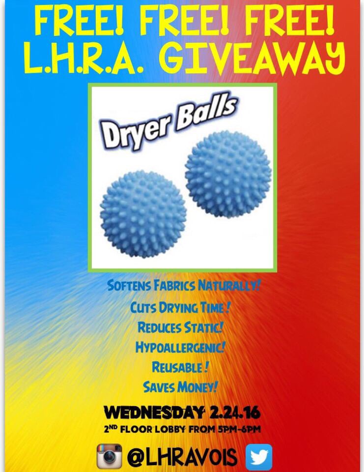 LHRAVols's tweet photo. Today is the day! Don't forget to stop by the lobby from 5-6pm to receive a FREE Reusable Dryer Ball! 😁♻️ https://t.co/9FTGeHxNZe