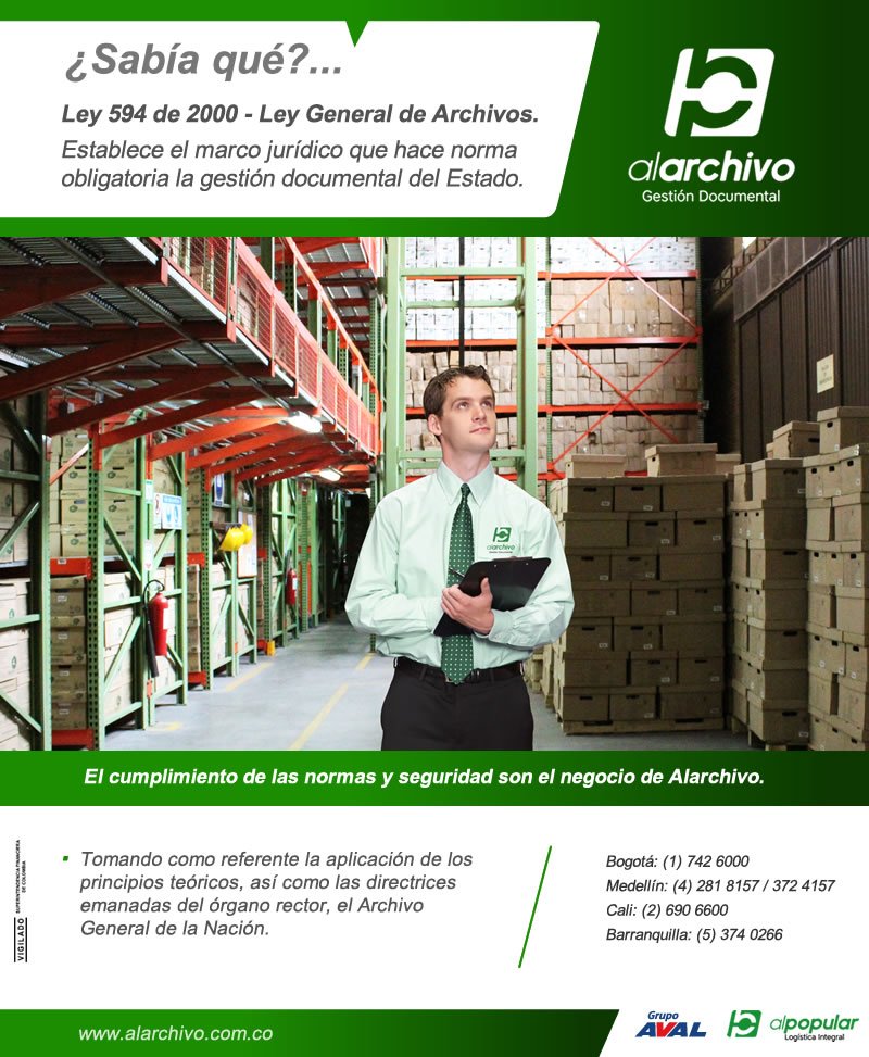Alarchivo's tweet photo. ¿Sabe qué establece la Ley 594 de 2000? #Alarchivo su aliado en el cumplimiento a la norma https://t.co/ojgsDPgMuQ https://t.co/Amia0esZxP