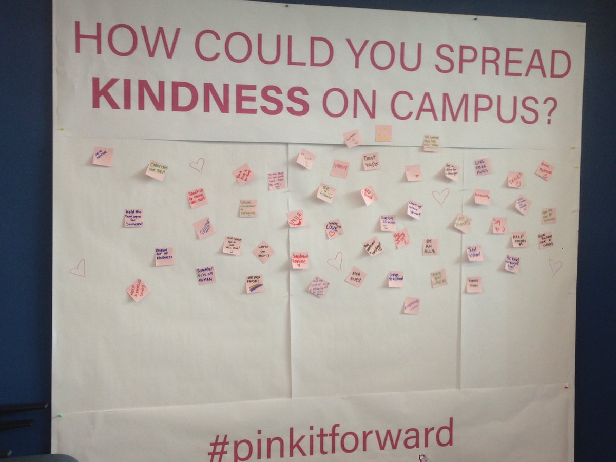TBennz's tweet photo. The #BCITkindness wall, a new addition to #PinkShirtDay here on campus. @bcitnews https://t.co/XMqrKNQy74