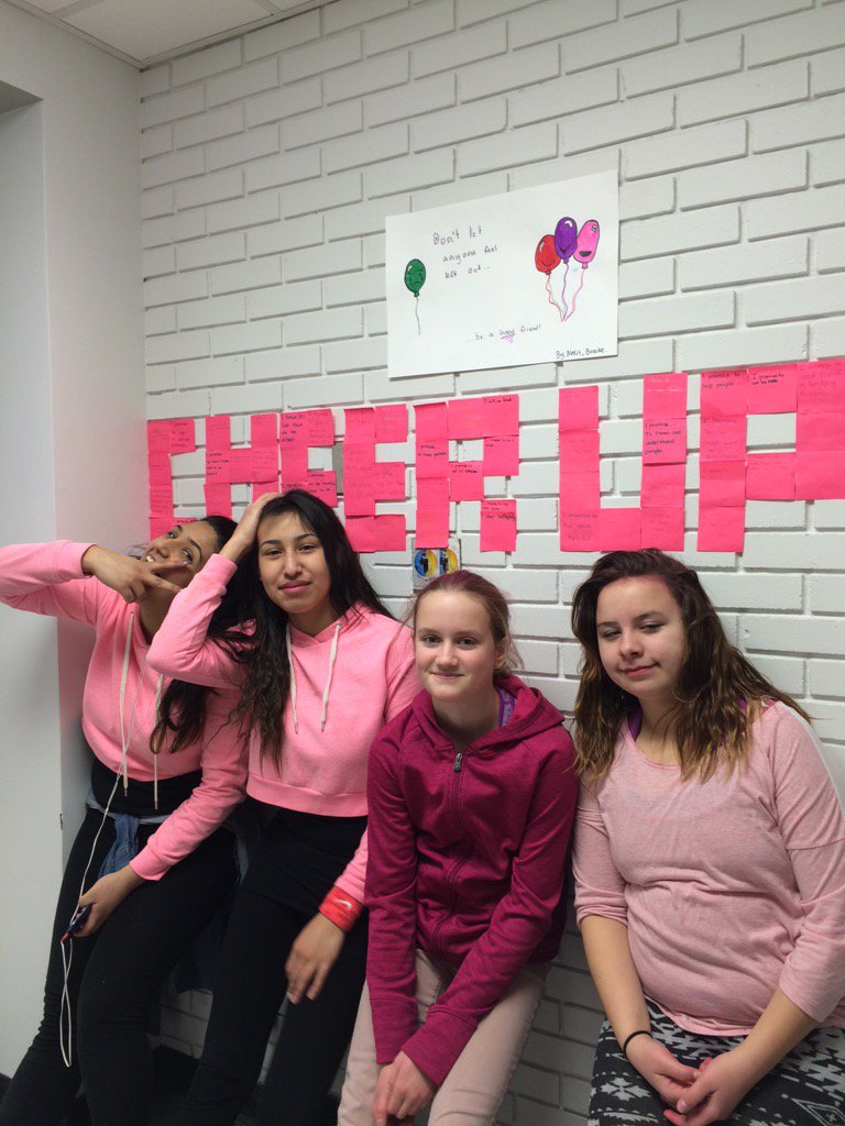 A_kawaca's tweet photo. #pinkshirtday #Stmarktransform #abed #ecsdawesome St. Mark students stand up against bullying, WAY TO GO!!! https://t.co/FGgd7z1HG4