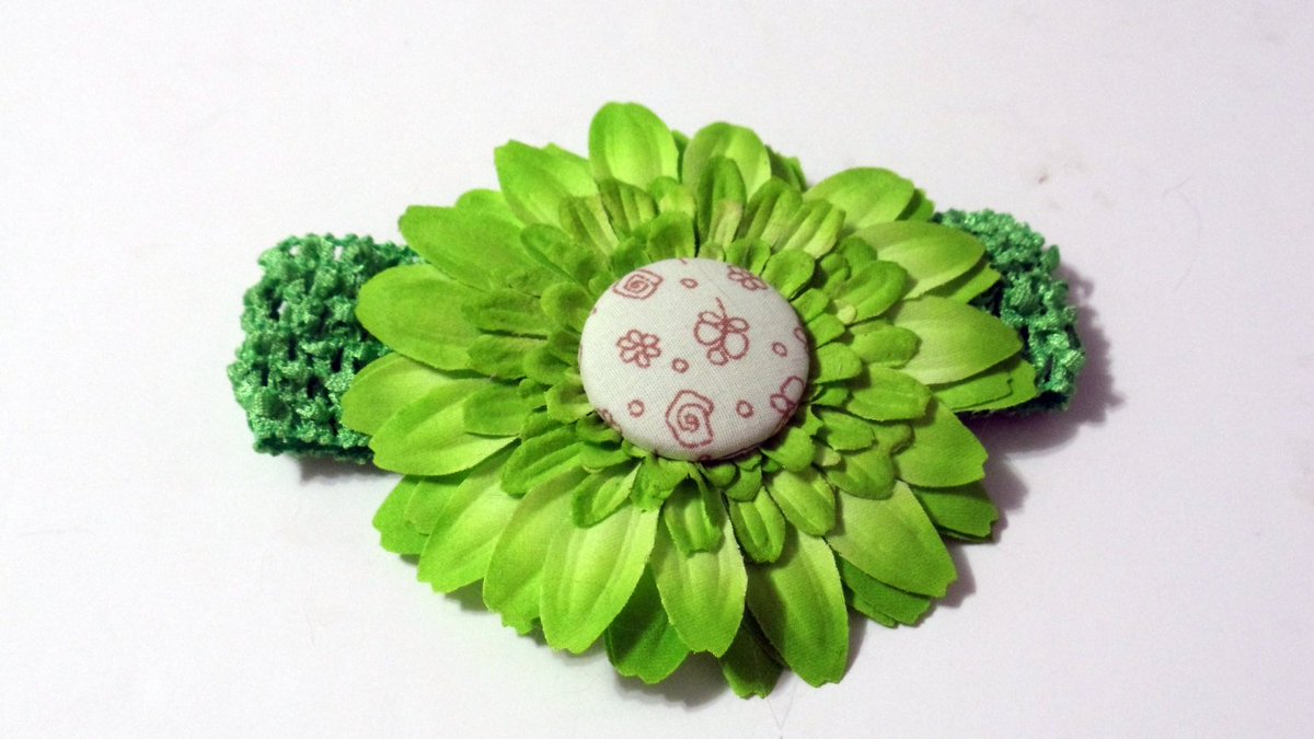 kalliescotton's tweet image. Baby Headband Lime Green with Decorative Covered button etsy.com/listing/150077… #Etsy #DecorativeButton