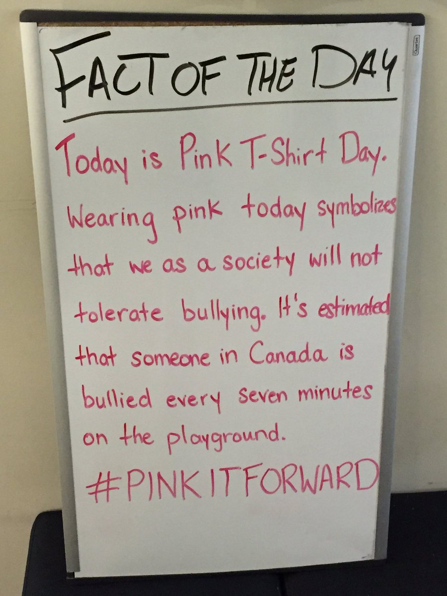 MaRSDD's tweet photo. It's estimated someone in Canada is bullied every 7 minutes. #PinkShirtDay #PinkItForward #PinkShirtPromise #401Fact https://t.co/2ON0uvplSR