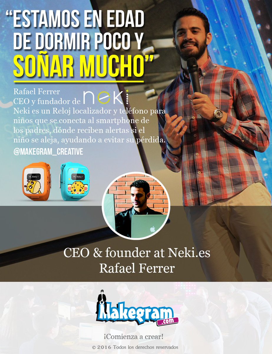 makegram's tweet image. " Es tiempo de #crear y seguir tu #pasión" , Un saludo para nuestro amigo @rf910 CEO &amp;amp; Founder de @Near_Kids