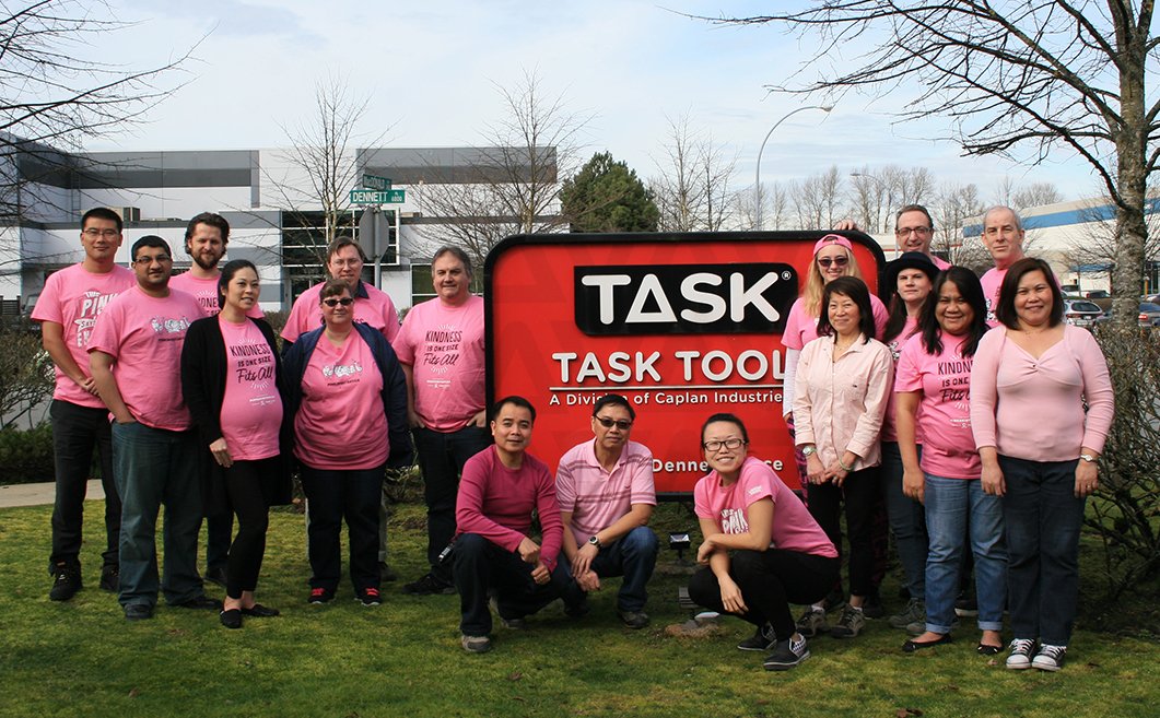 TASK_TOOLS's tweet photo. We proudly wear Pink for #PinkShirtDay! @pinkshirtday #PinkItForward @Coast_Capital #antibullying #TASKTOOLS https://t.co/fKHP3gdfj9