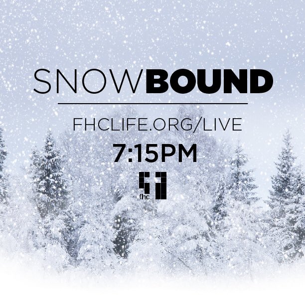 MyeChurch's tweet photo. We're #snowbound! Watch online tonight instead at 7:15pm. Stay safe and stay warm! #fhclife https://t.co/BDI9Kz5kKi