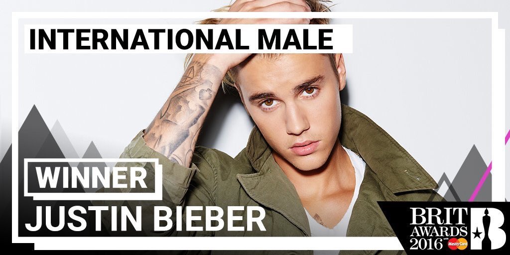 Congrats <a href="/justinbieber/">Justin Bieber</a> on winning "International Male Solo Artist"! ✨ #BRITs2016