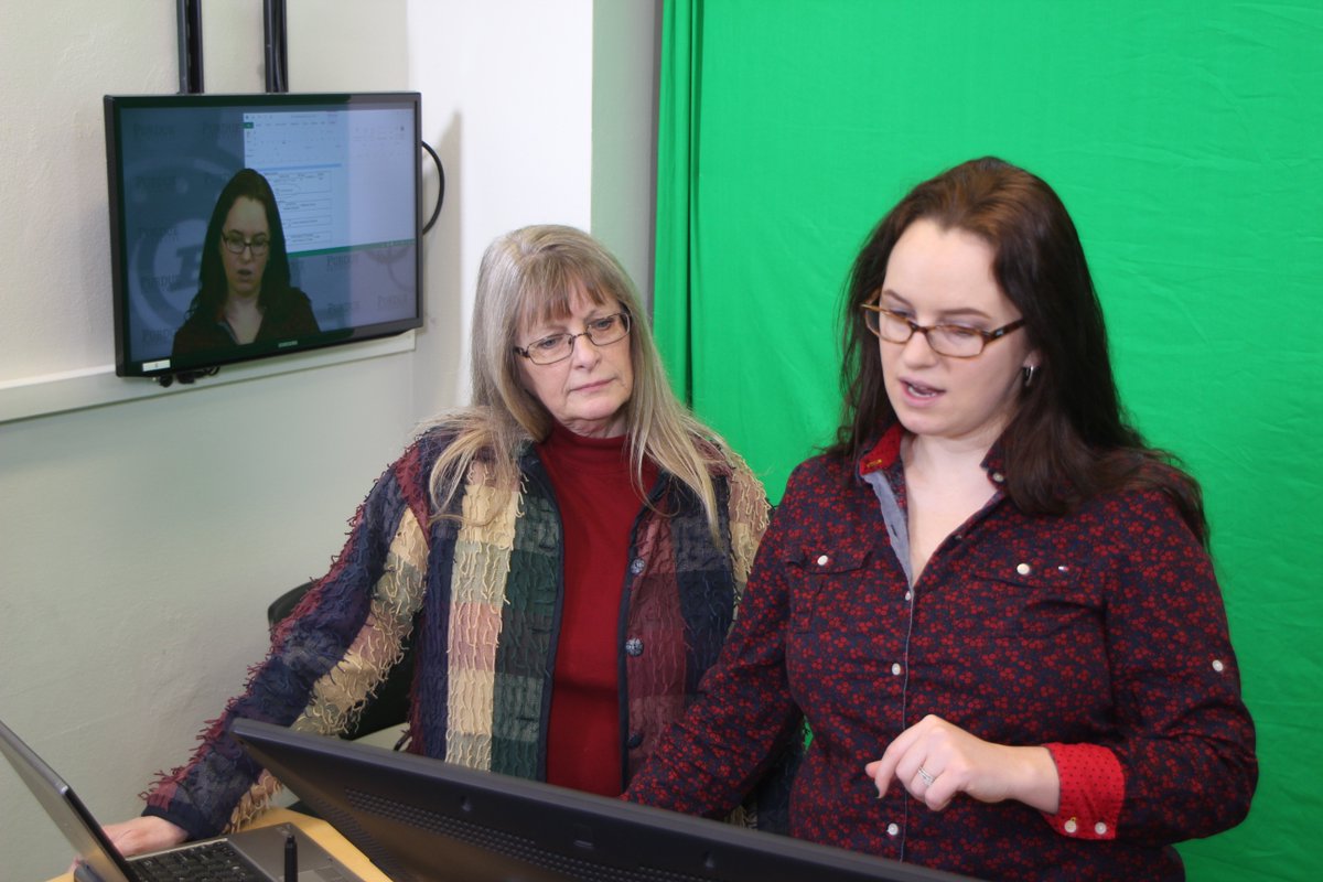 Purdue_Online's tweet photo. Dr Orla Hart from Biochemistry &amp;Debbie Runshe from @PurdueTeach creating videos 4 the new online section of BCHM 307 https://t.co/gX3COLMTPc