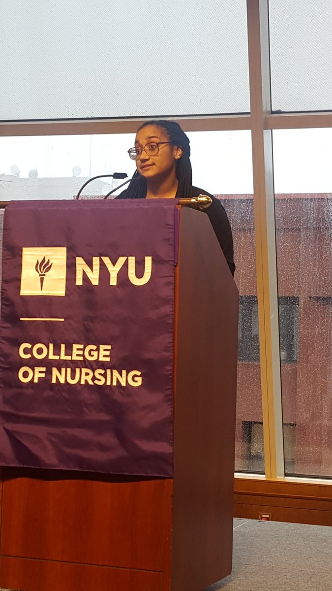 BridgetMcCurtis's tweet photo. Mariah Rodgers, President,  NYU Black Student Nurses Association honoring great legacies. #nyunursing # https://t.co/Jq1tBdKjvJ
