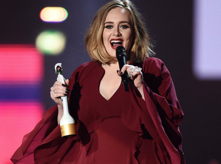 wwd's tweet photo. .@adele's got 3 awards so far: 'Not bad for a girl from Tottenham getting global success' #BRITs2016 https://t.co/5vmqfvE0e6