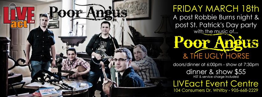 LiveActCa's tweet photo. Join @PoorAngus and guest @Ugly_Horse_Band for our post #robbieburns night! #celticmusic #irishmusicparty #poorangus https://t.co/CywNvSjumY