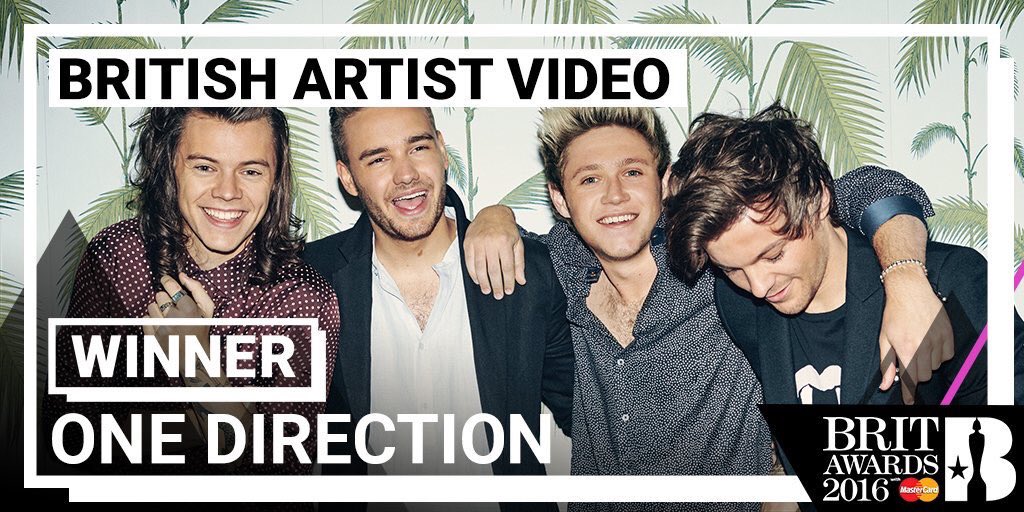 1DFandomAlert's tweet photo. The boys just won 'British Video'! #BRITVIDONEDIRECTION #BRITs2016 https://t.co/EnEB75fhZj
