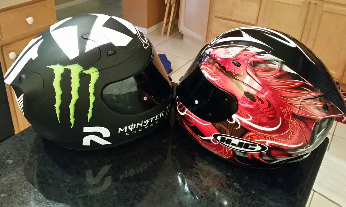 Bikernole's tweet photo. @HJCAHelmets #Rpha10 #BenSpies #Mugello #MyBabies #HJC #Monster https://t.co/gGfTe4GrTG