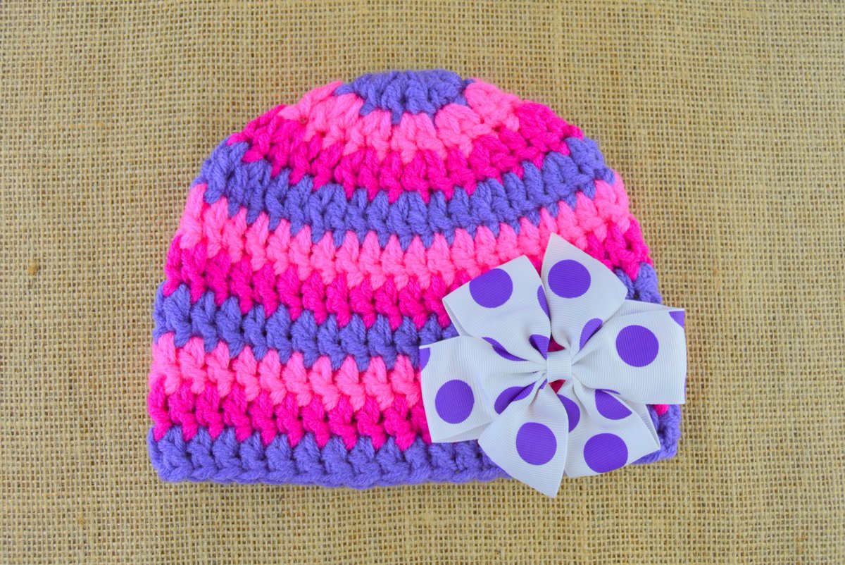 YumbabyShop's tweet photo. Striped Pink Purple Beanie, Purple and White Polka Dot Bow https://t.co/vtf5XVQEO6 #etsymntt #BowHat https://t.co/kUaLGz9snx