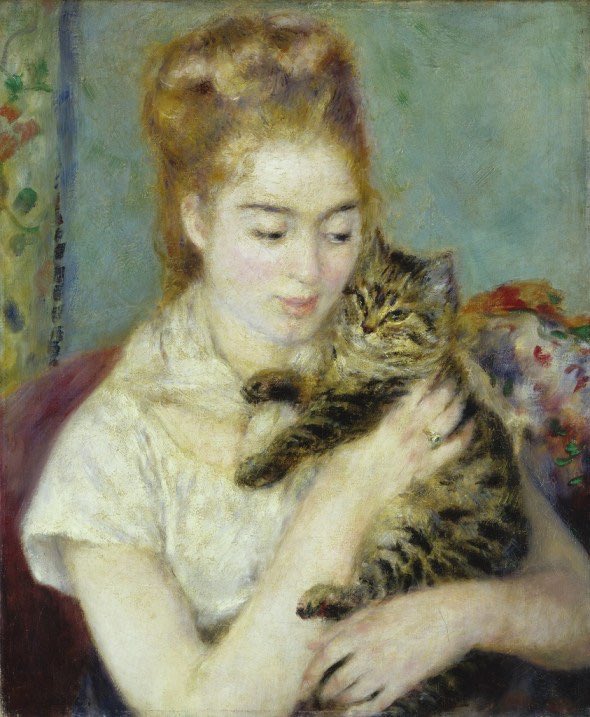 ルノワール「ジュリー・マネの肖像、あるいは猫を抱く少女」および「猫