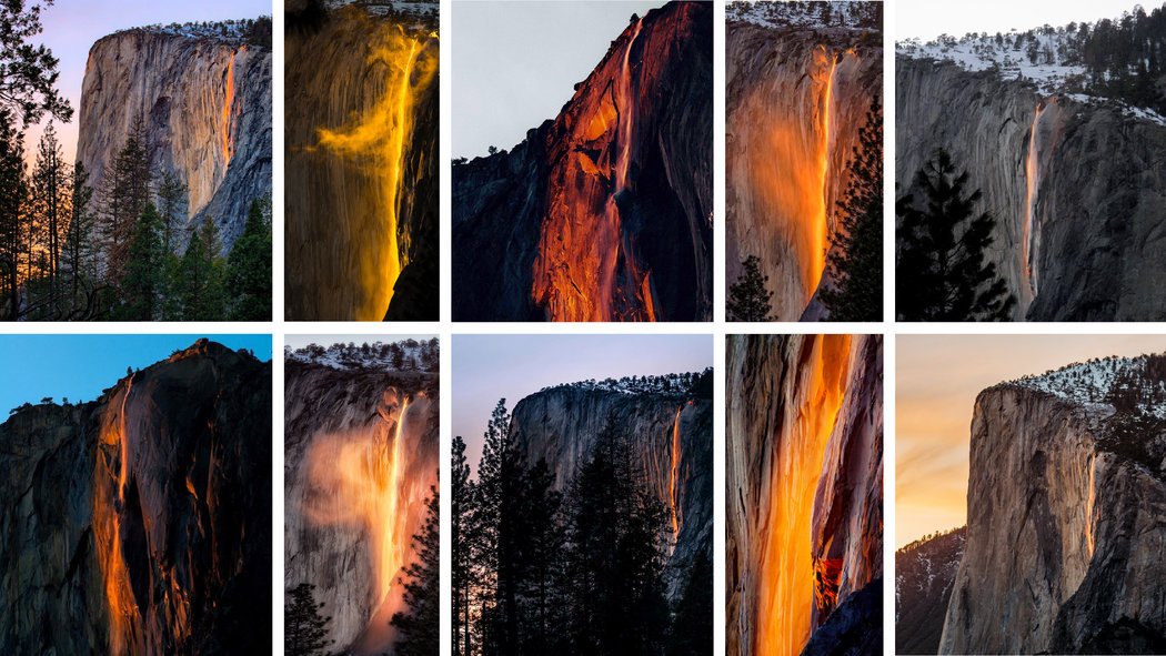 For a few minutes during a week or so in February, a waterfall in Yosemite appears to glow nyti.ms/21htATN