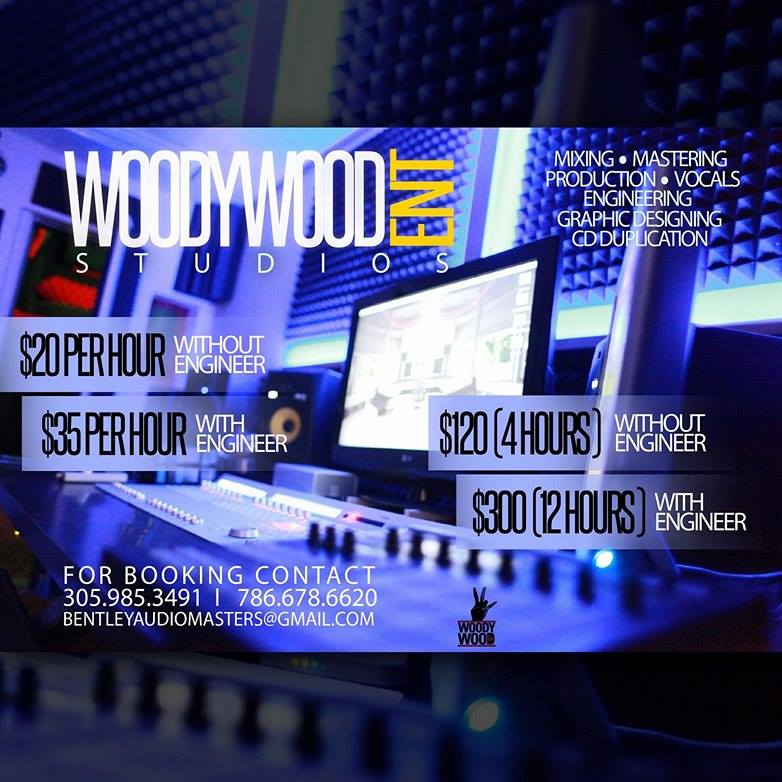 WOODYWOODENT Studios

-$35 per hour
-Booking info contact (305)985-3491 or (786)678-6620
-Appointment Only!
