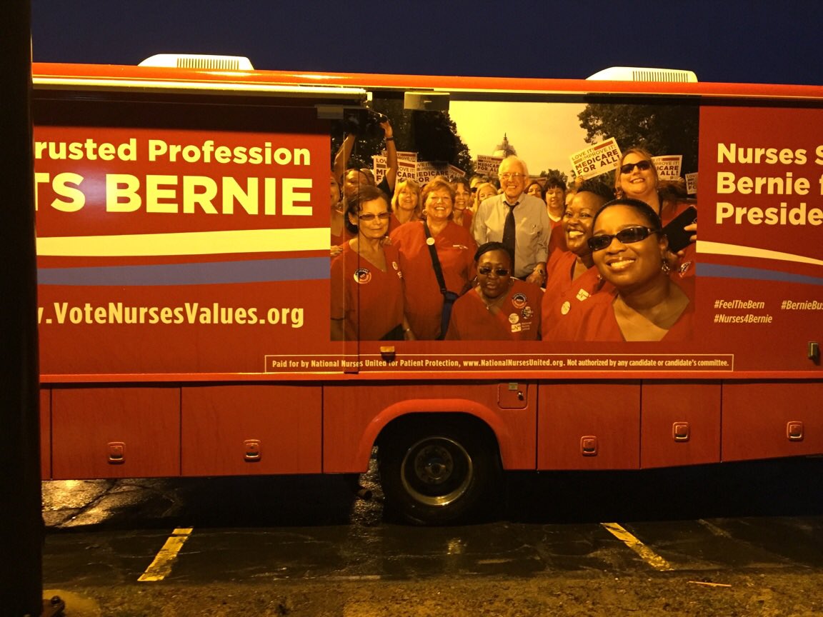 MassNurses's tweet photo. The Bernabago hits #MA @BernieSanders @NationalNurses @LaborForBernie #FeelTheBern #nurses4bernie #MAprimary https://t.co/S9xaN0crpV