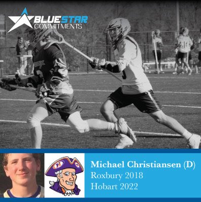 BlueStarLax's tweet photo. Congrats to Michael Christiansen on his commitment to Hobart! @gaelslacrosse @toplaxrecruits @tyxanders @ConnectLAX https://t.co/IgyKDIct5s