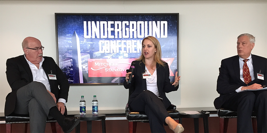 CCCSSF's tweet photo. @BAL_Pro CEO Kathryn Davis takes the stage at @MitchellStankov-hosted "The Underground Conference" @CUNA #CUNAGAC https://t.co/MOunGptjMP