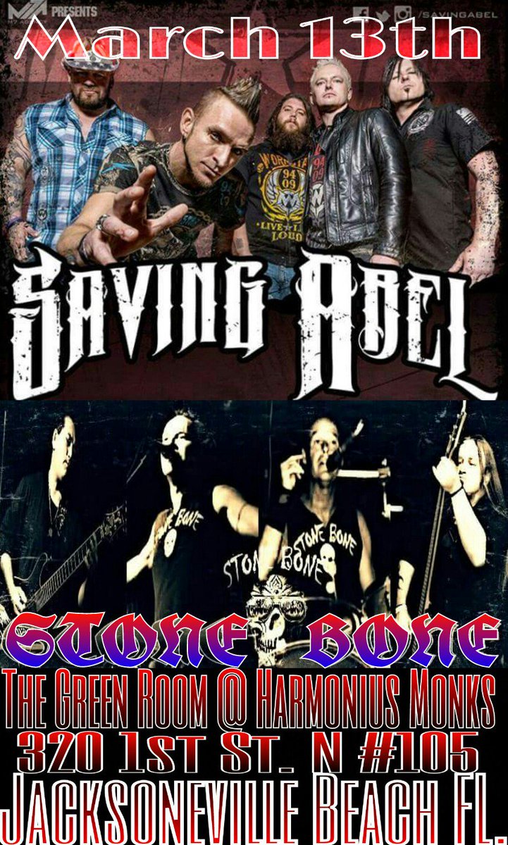 StoneBone102's tweet photo. Can't wait to share stage with @SavingAbel for third time so excited #stonebone #savingable #jaxbeach #rock #show\m/ https://t.co/1ea87iHhdg