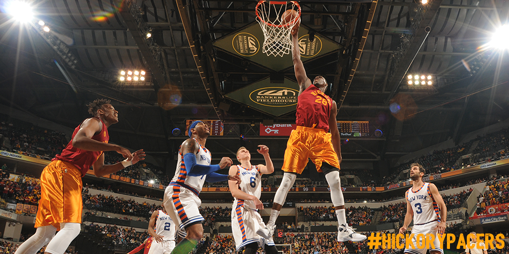 Pacers's tweet photo. Mahinmi: "We got some stops and PG carried us with big buckets. So, it’s a strong finish for us." https://t.co/lSuswHWMEU