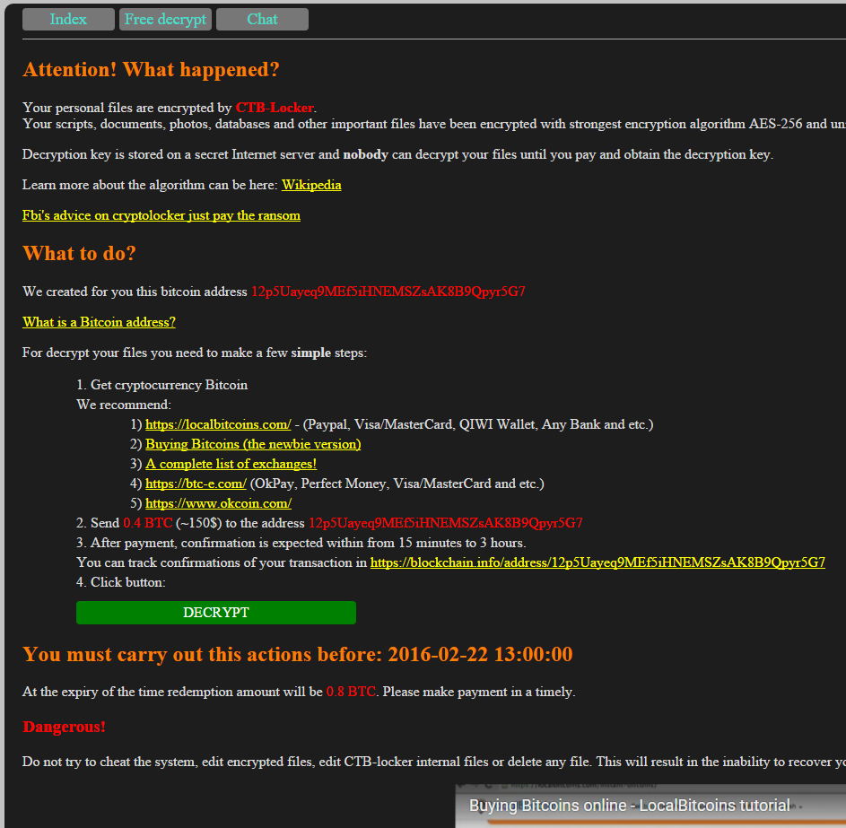 ssantosv's tweet photo. Los primeros ransomware para web pedían $420, luego $210. CTB-Locker (profesionales y con experiencia) piden $150. https://t.co/gDeAYFraLk