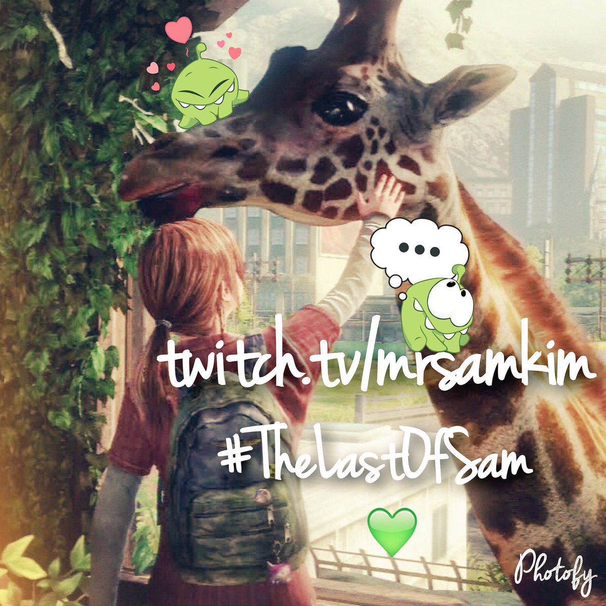 Mr_SamKim's tweet photo. Live 🔴 Dat Giraffe Scene Tho | https://t.co/1QjgIchYKj 🐣💚 #TLoU #SickSam #DontSneezeOnMePles #YouMajesticFuck https://t.co/1GP1jjrfS4