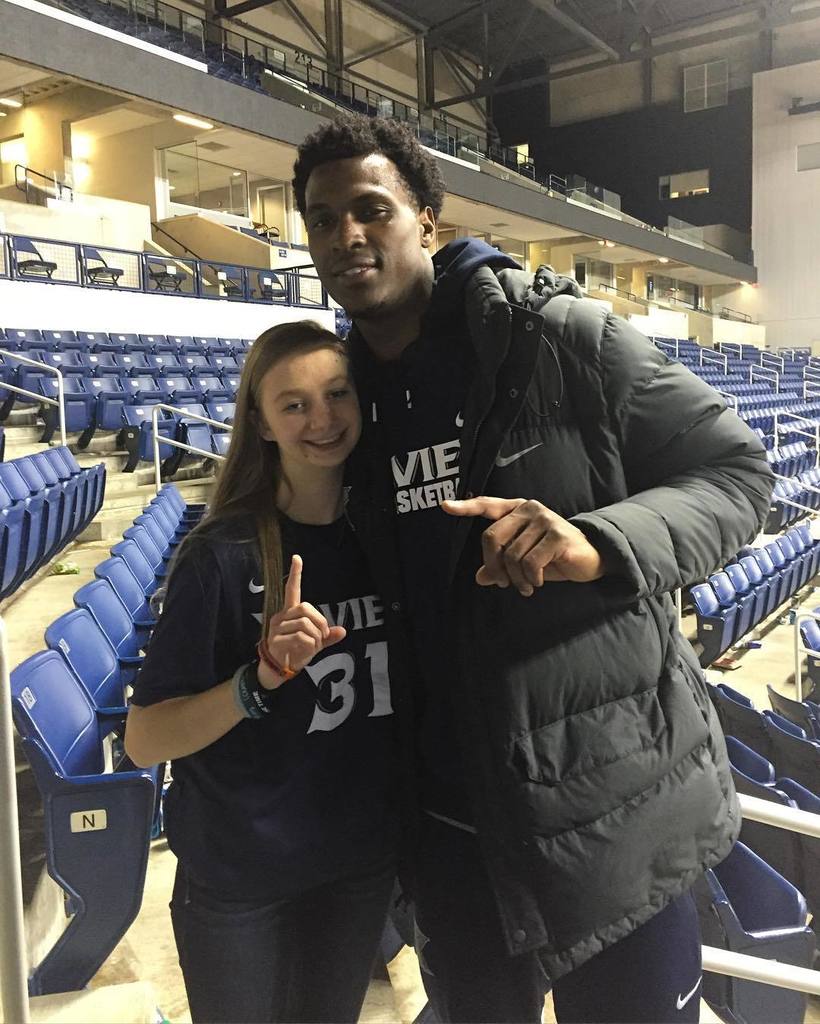 PulseStadium's tweet photo. "After getting a normal picture, "Wait, we got to put up the one☝🏼" -RaShid 💙 #5 Xavier upsets #1 Villanova and bea… https://t.co/SxAyQ1FLin