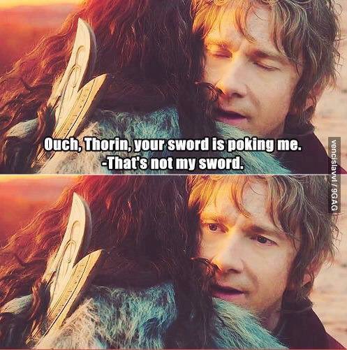 TeamNerdGirls's tweet photo. Hehehe. #thehobbit #thatsnotmysword https://t.co/pM52KAPDdh