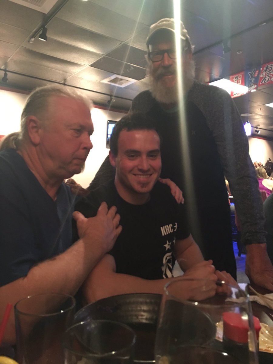 Ryan1Rasberry's tweet photo. Had a great time at dinner! Glad I got to see my uncle from Hawaii! Love my KRC modified shirt! #ryanrasberry https://t.co/Y3YP6th6MZ