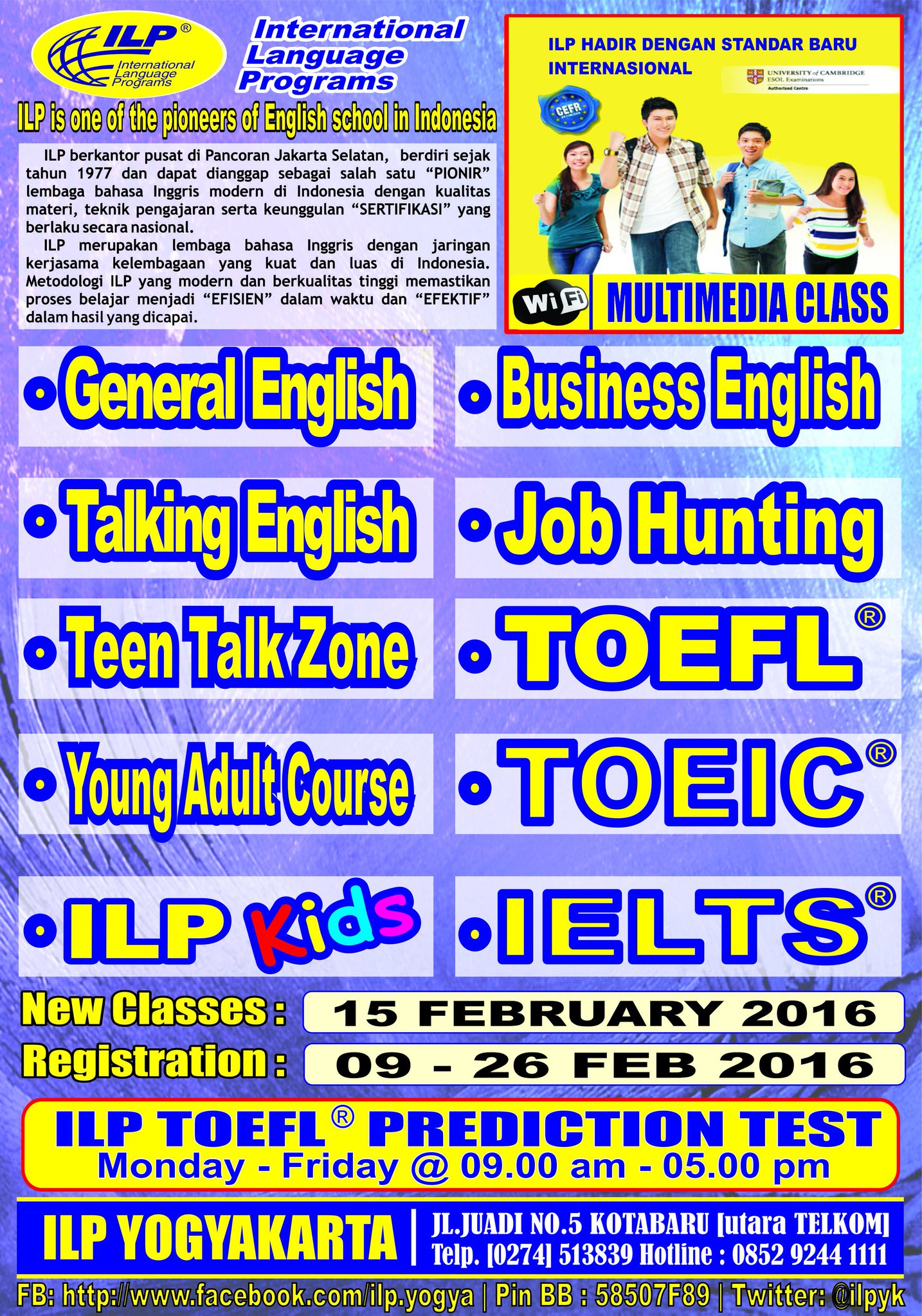 ILP YOGYAKARTA Ð² Twitter "ILP Yogyakarta New Classes 15 Feb 2016 Registration 09 26 Feb 2016