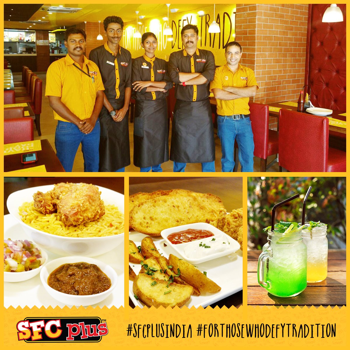 sfcplusindia's tweet photo. Experience pure dining ecstasy at #SFCPlus #Kollam. This experience is once again #ForThoseWhoDefyTradition https://t.co/8UR8yBkXZM
