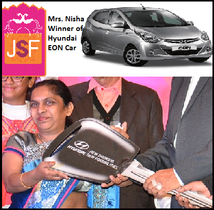 jsflife's tweet photo. #JSFShoppingFestival #JSFWinnerStory Mrs Nisha winner of @HyundaiIndia EON,If u want to win https://t.co/QPVzOLtjEd https://t.co/DiIfNzvFSc