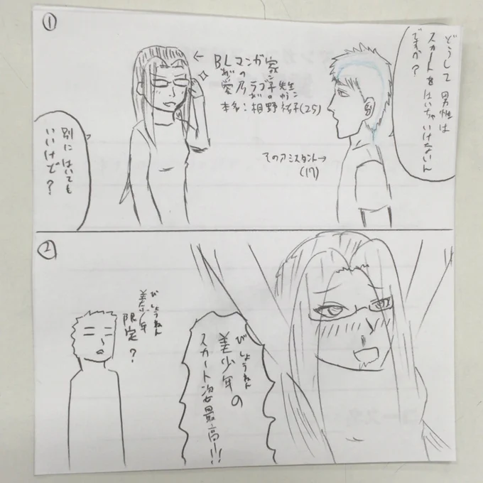 BLマンガ家ラブ子先生
というマンガを描きました。
2コママンガです。 