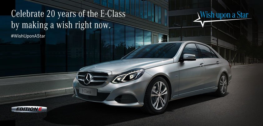 MercedesBenzInd's tweet photo. Celebrate #20YearsOfEClass in India with #WishUponAStar and the 'Edition E’.
Make a wish at https://t.co/gMLXQvTIUa https://t.co/VG6Z08Wmxs